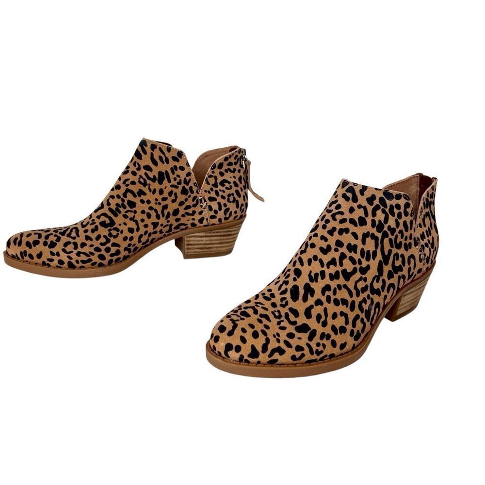 BP Leopard Leather Suede Side Zip Bootie Boot 6M NIB‎ Mob Wife Animal Print